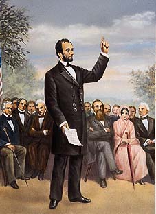 Licoln gives Gettysburg Address